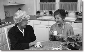 Senior Care, Home Health Care, Women drinking tea